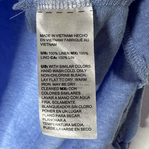 Chicos Linen Short Sleeve Tunic V Neck Shirt top size 3 XL BLUE - Picture 4 of 6